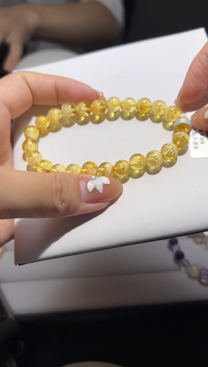 手链琥珀未镶嵌金珀莲花手串