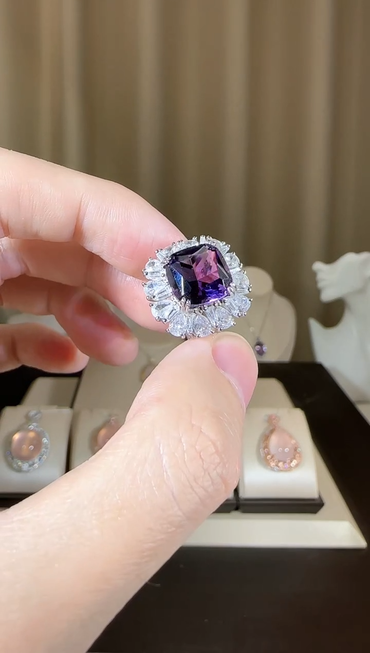 【闪购商品】紫晶戒指银S925镶嵌11mm