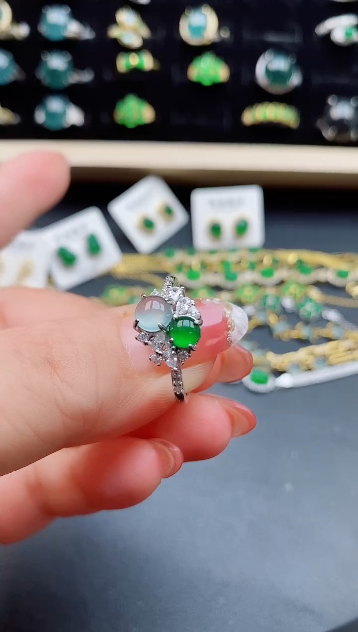 【闪购商品】翡翠戒指银S925镶嵌5858