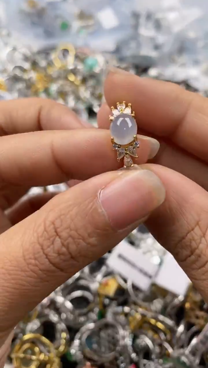 银S925镶嵌戒指翡翠4444----4