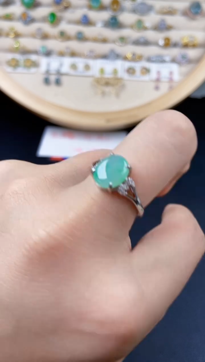翡翠银S925镶嵌戒指465464