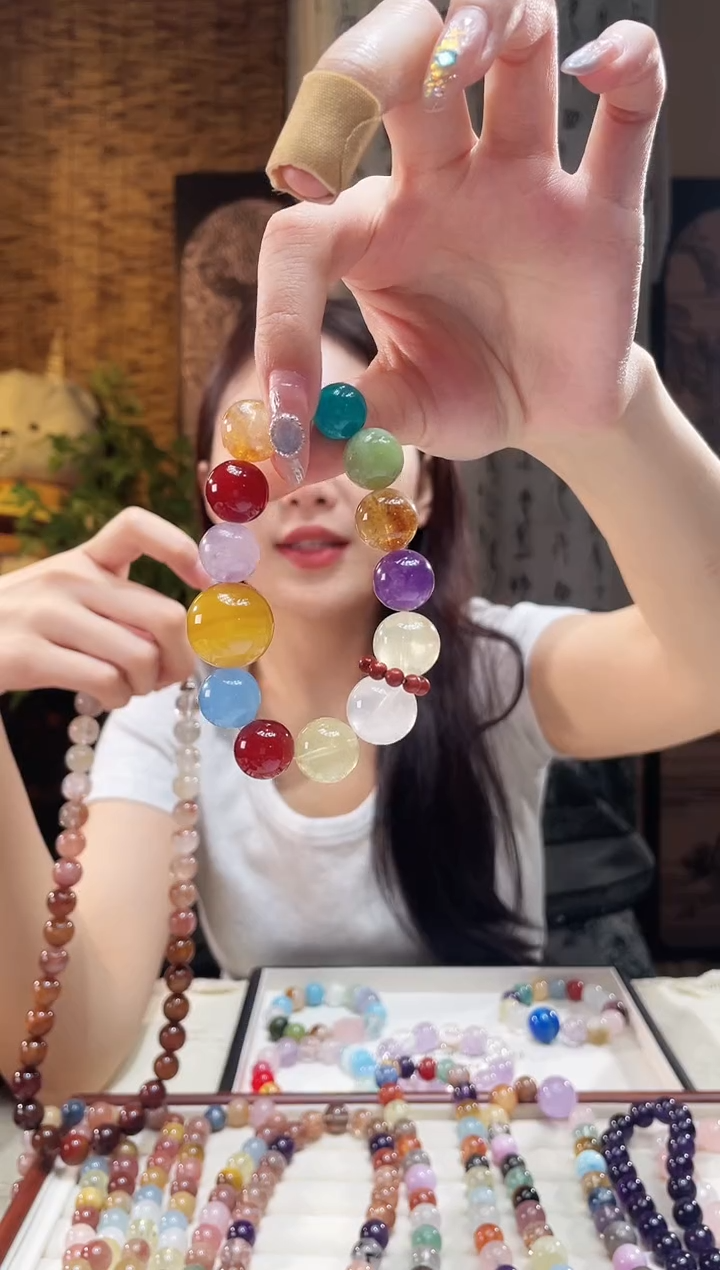 未镶嵌手串水晶黄纹多宝手串
