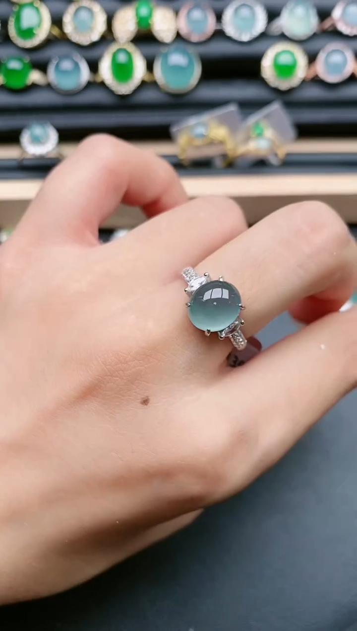 翡翠戒指银S925镶嵌11111