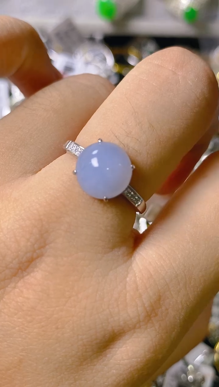 翡翠戒指银S925镶嵌百内无证书