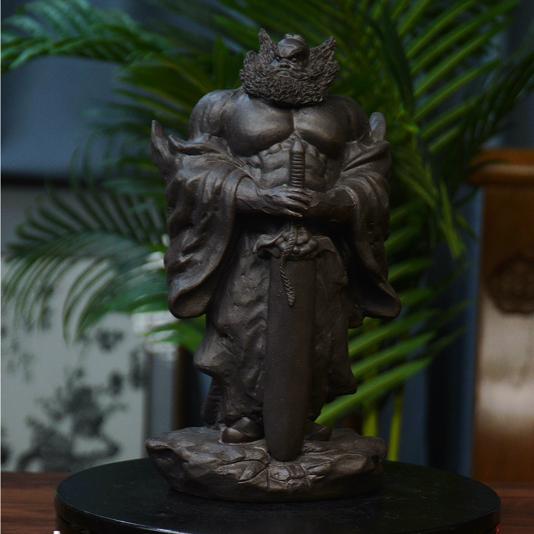 钟馗问天 宜兴紫砂摆件