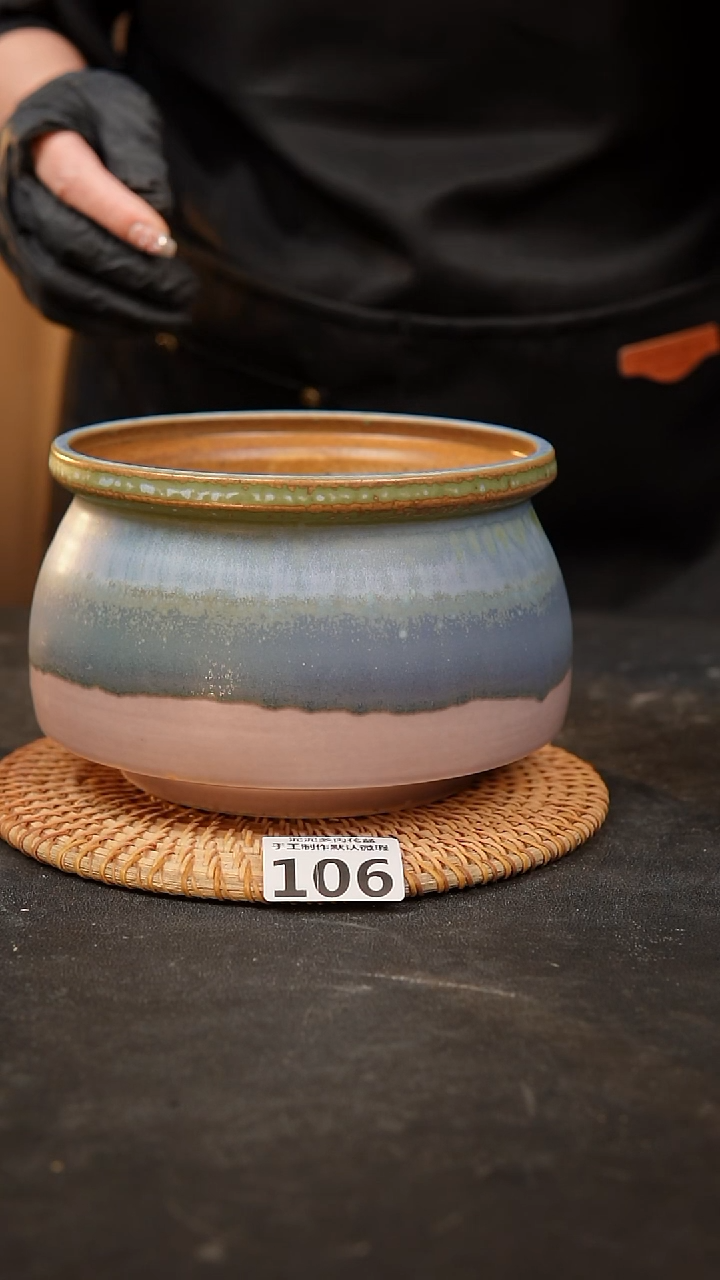 【闪购商品】瓷片106泥泥手工花盆口13高10