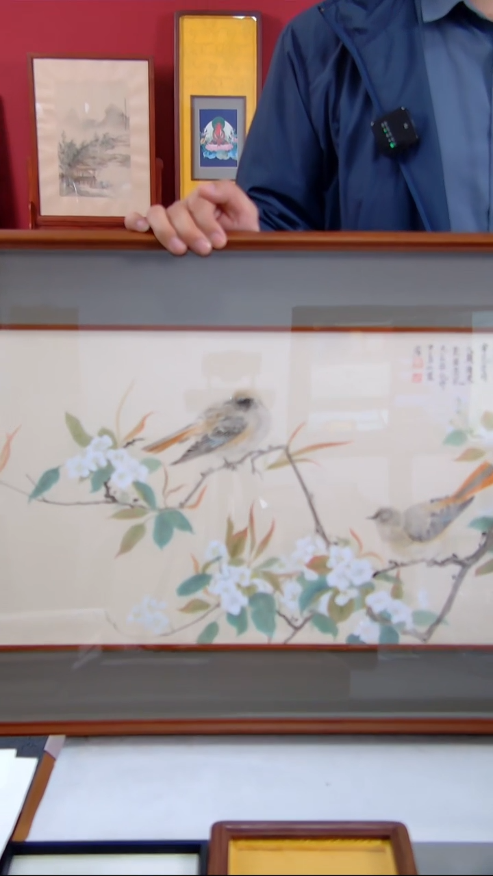 国画孟山杰《平安喜乐》装裱95*51