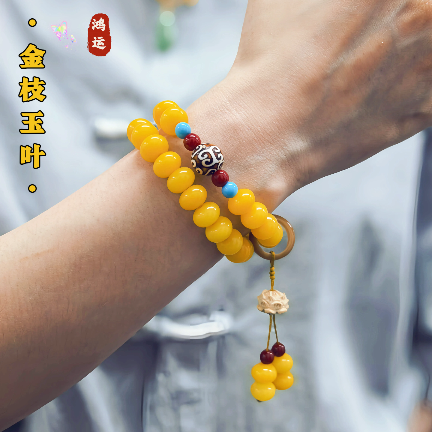 【金枝玉叶】双圈天然菩提打磨手串老型桶珠算盘珠 赠厚盘玩袋