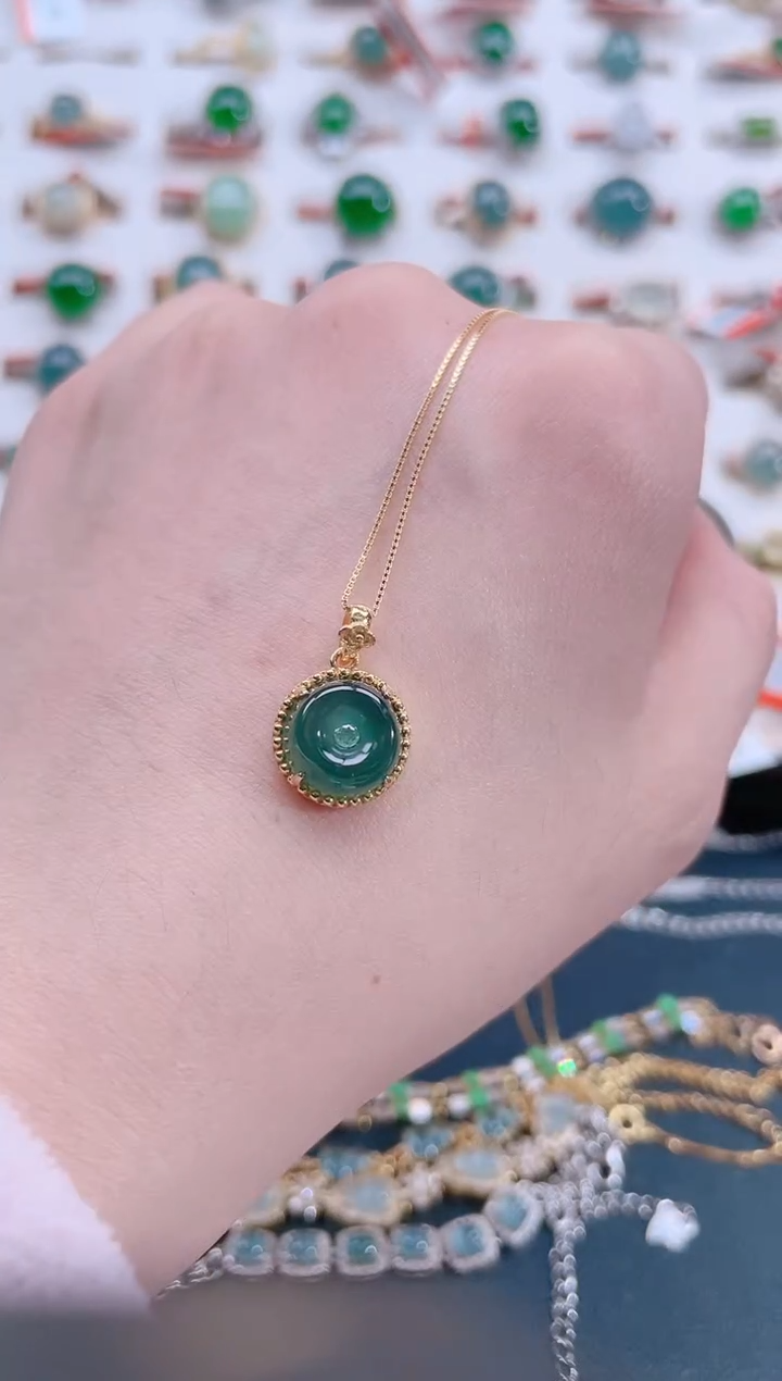 颈饰银S925镶嵌翡翠天然翡翠