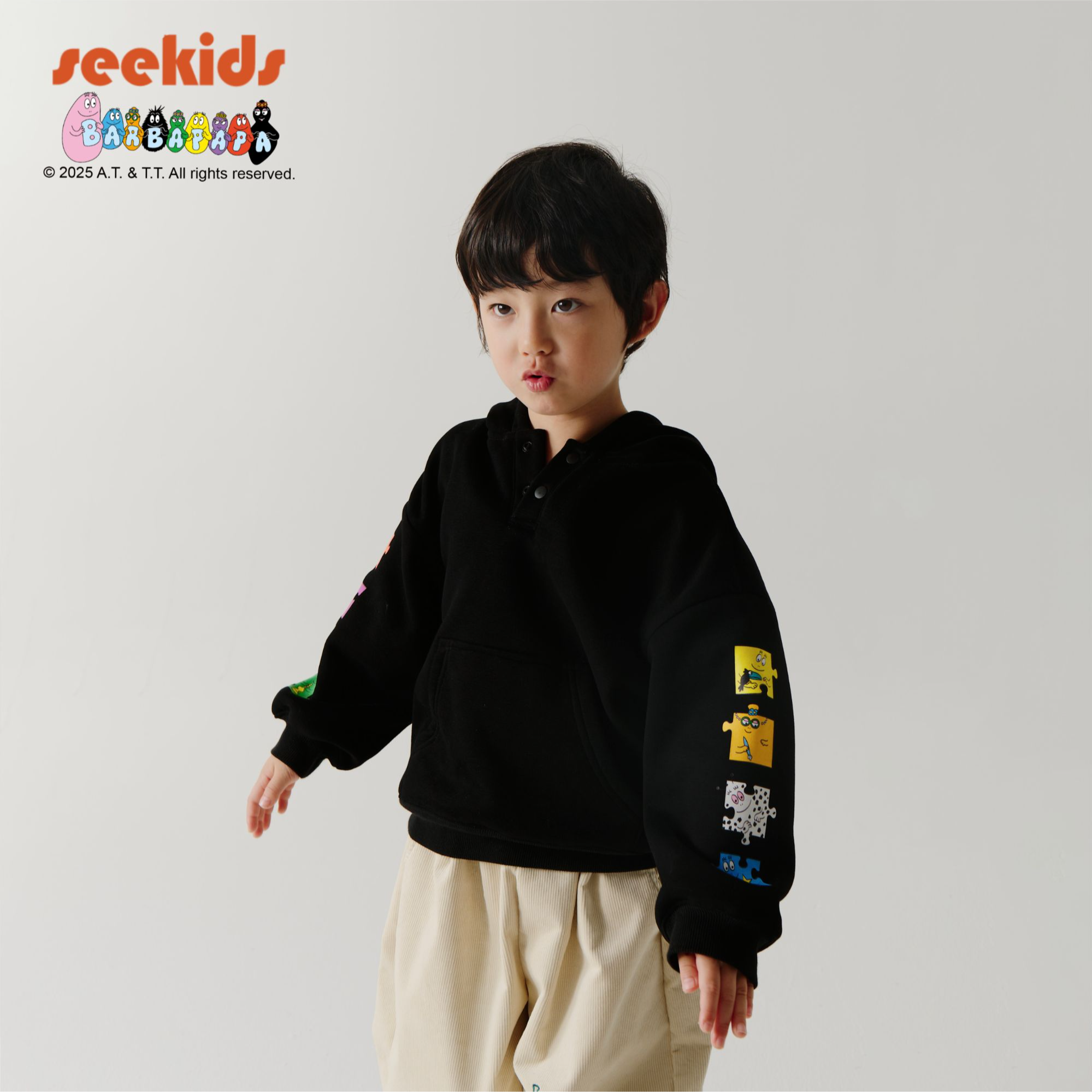SeeKids【巴巴爸爸ip联名】两色一体绒亲子帽衫卫衣
