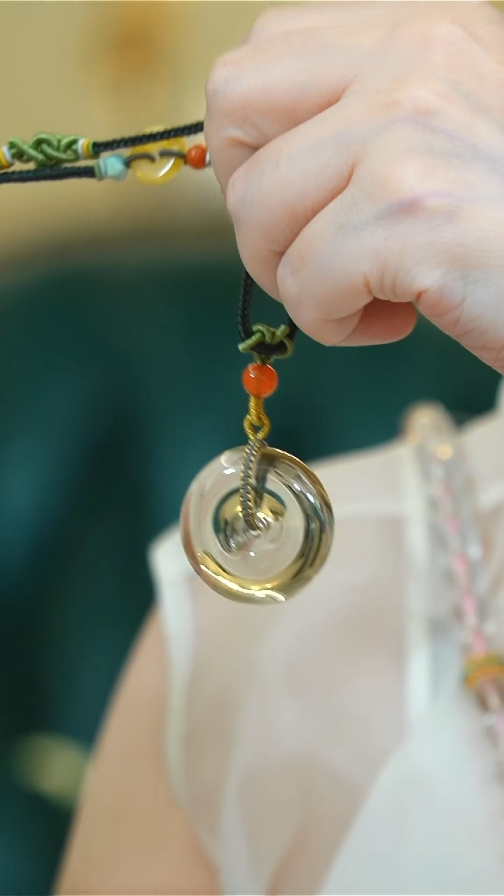 【闪购商品】黄晶项链未镶嵌黄水晶平安扣手工绳项链