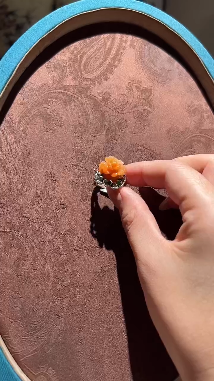 【闪购商品】翡翠戒指银S925镶嵌红翡绿翠04号