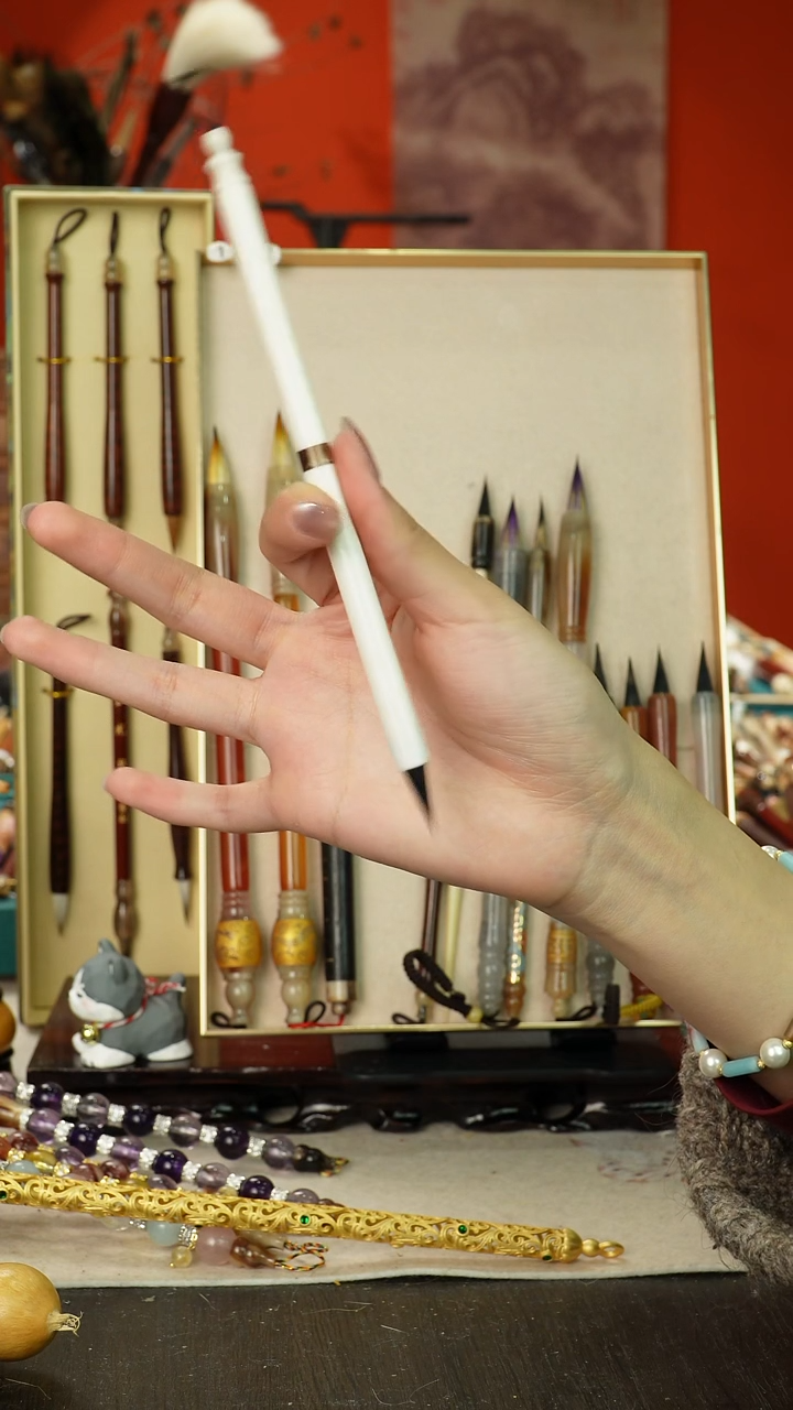 53号闪孤品高货毛笔链接 清水试笔 蘸墨不退