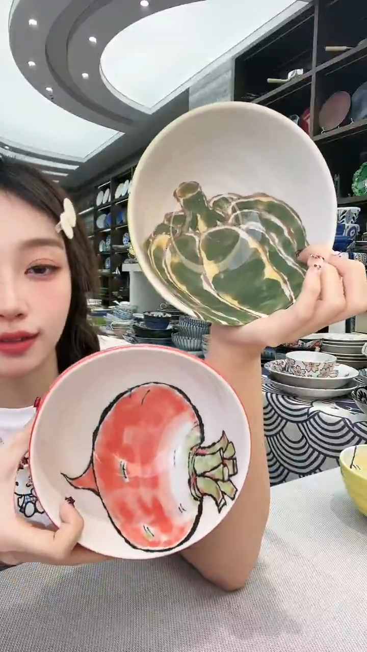 碗蔬菜面碗一红一绿16cm 2支