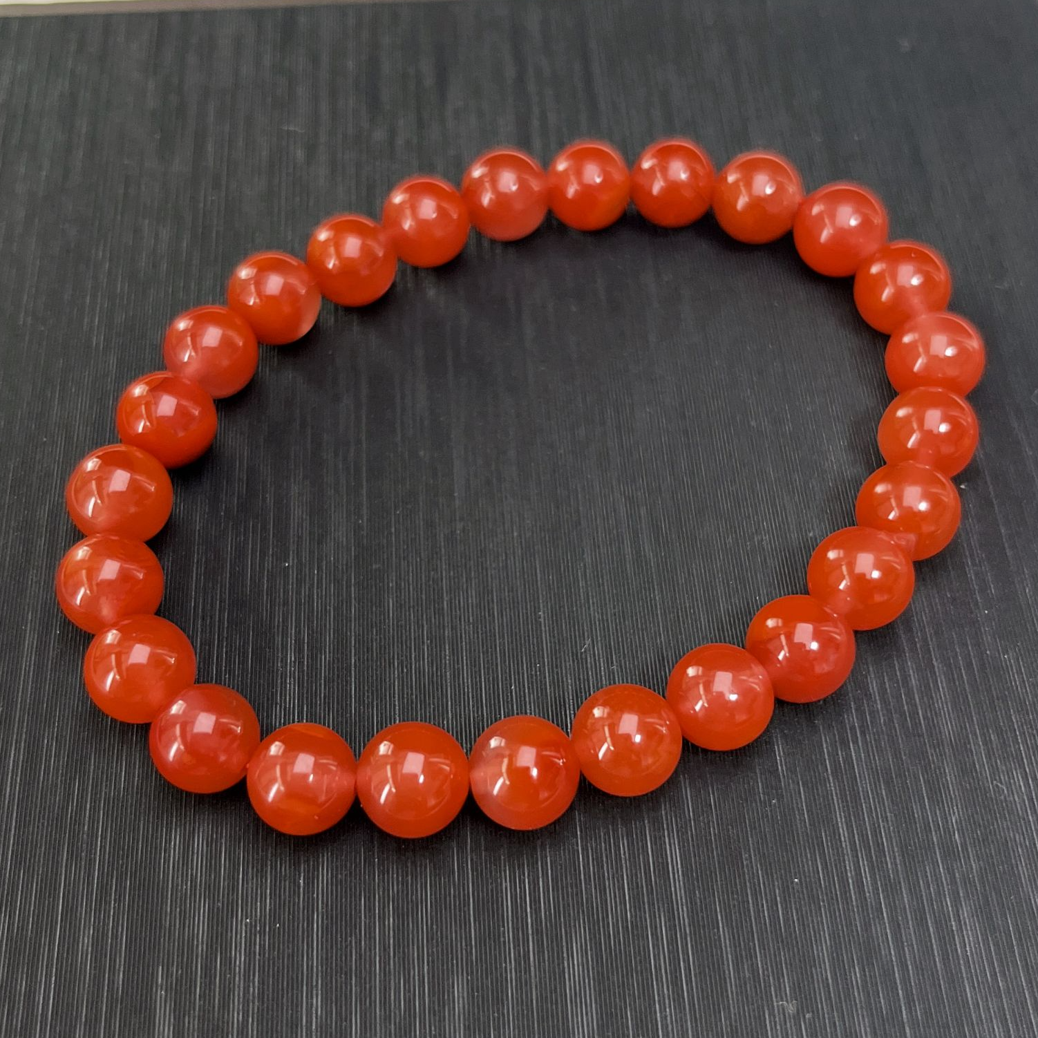 A36天然凉山原矿南红高品质玫锦红单圈手串