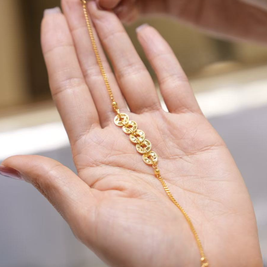 【巧玲专属】足金999碎冰冰五帝钱手链 经典时尚百搭