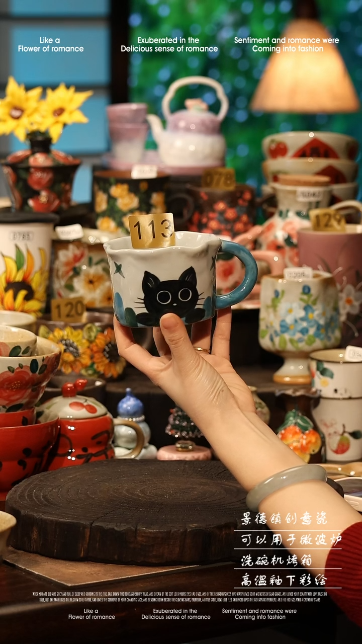 陶瓷景德镇高温釉下彩手工手绘款式@A0113@