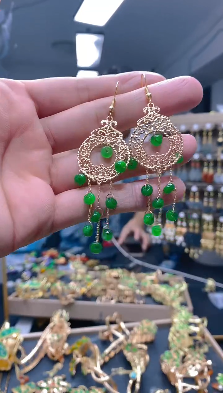 【闪购商品】翡翠耳饰合金0462翡翠耳钩