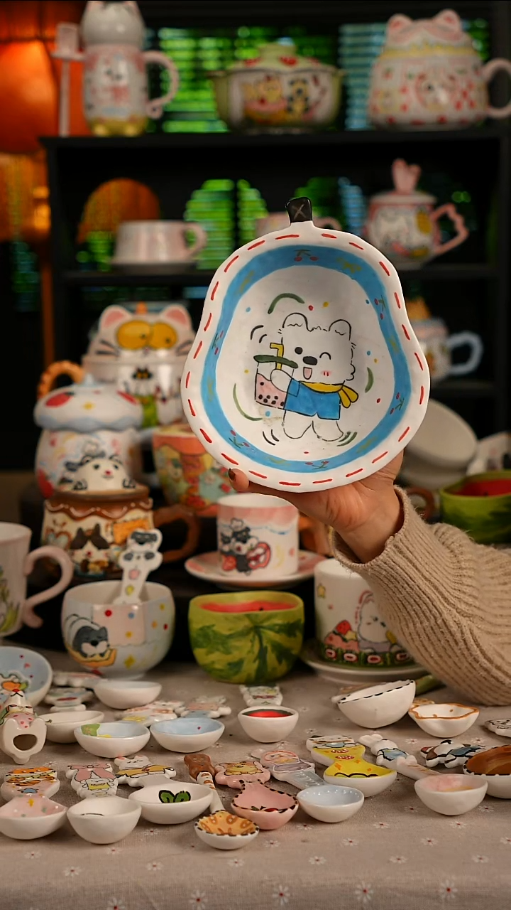 陶瓷无盖款景德镇高温釉下彩纯手绘创意瓷 默认微瑕 不退不换