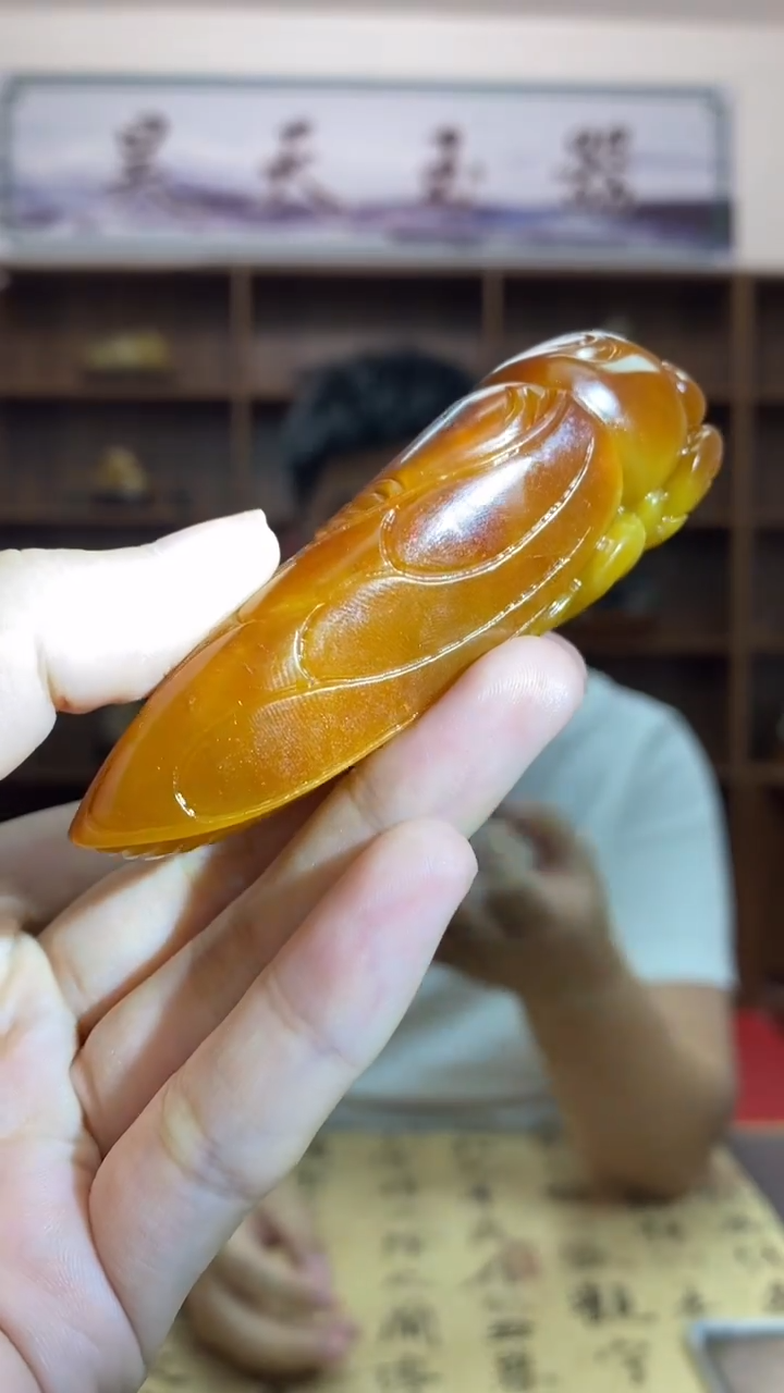 【闪购商品】和田玉手把未镶嵌一鸣惊人蝉手把