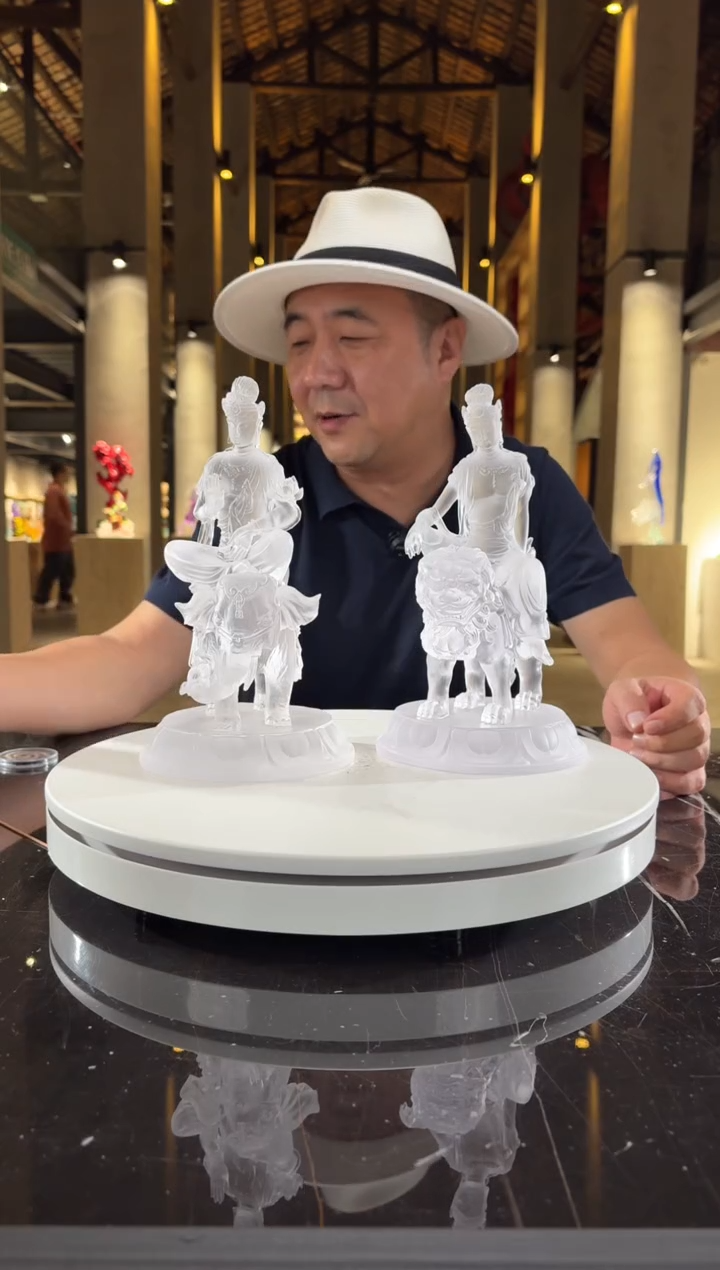 摆件净料文殊+普贤菩萨