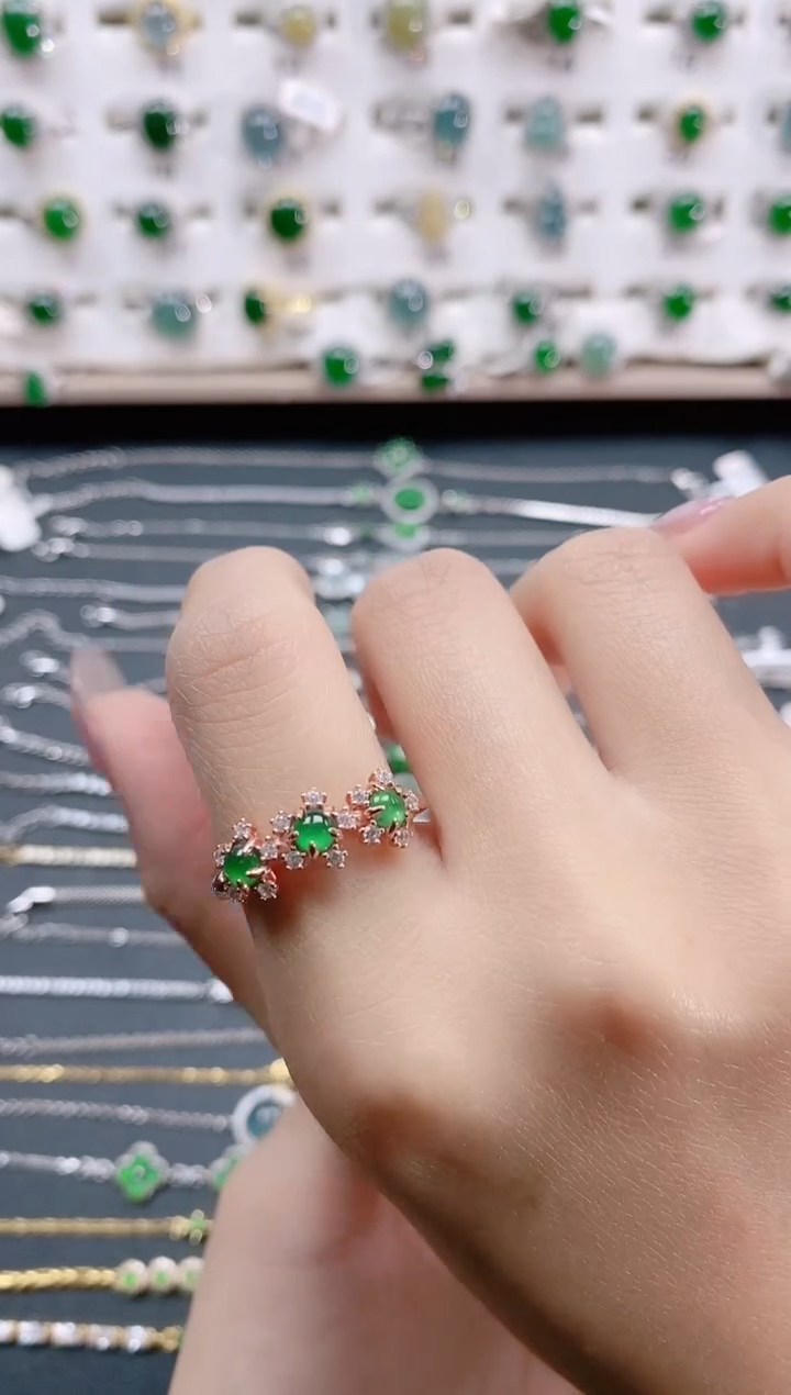 【闪购商品】翡翠戒指银S925镶嵌天然翡翠