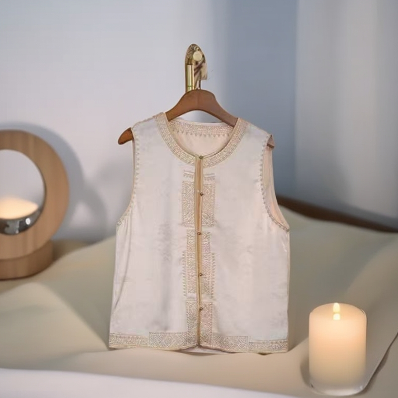 25款中式国风桑蚕丝重工马甲夏季外搭妈妈装洋气时尚感透气舒适