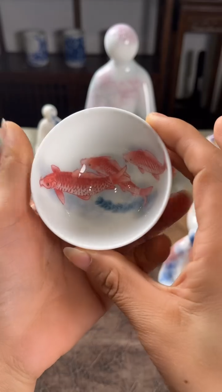 景德镇文祥窑手工釉下彩陶瓷单杯