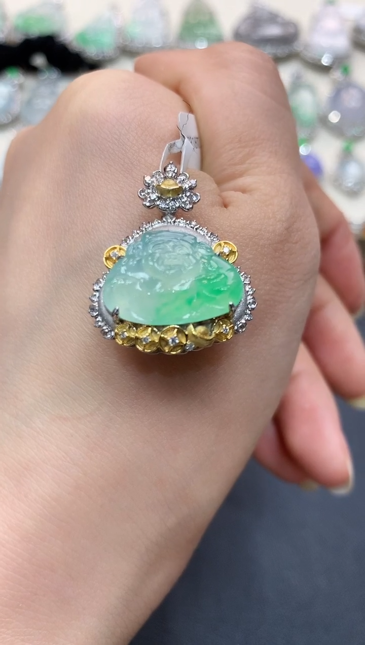 【闪购商品】翡翠吊坠(不含链)18K金镶嵌n48    