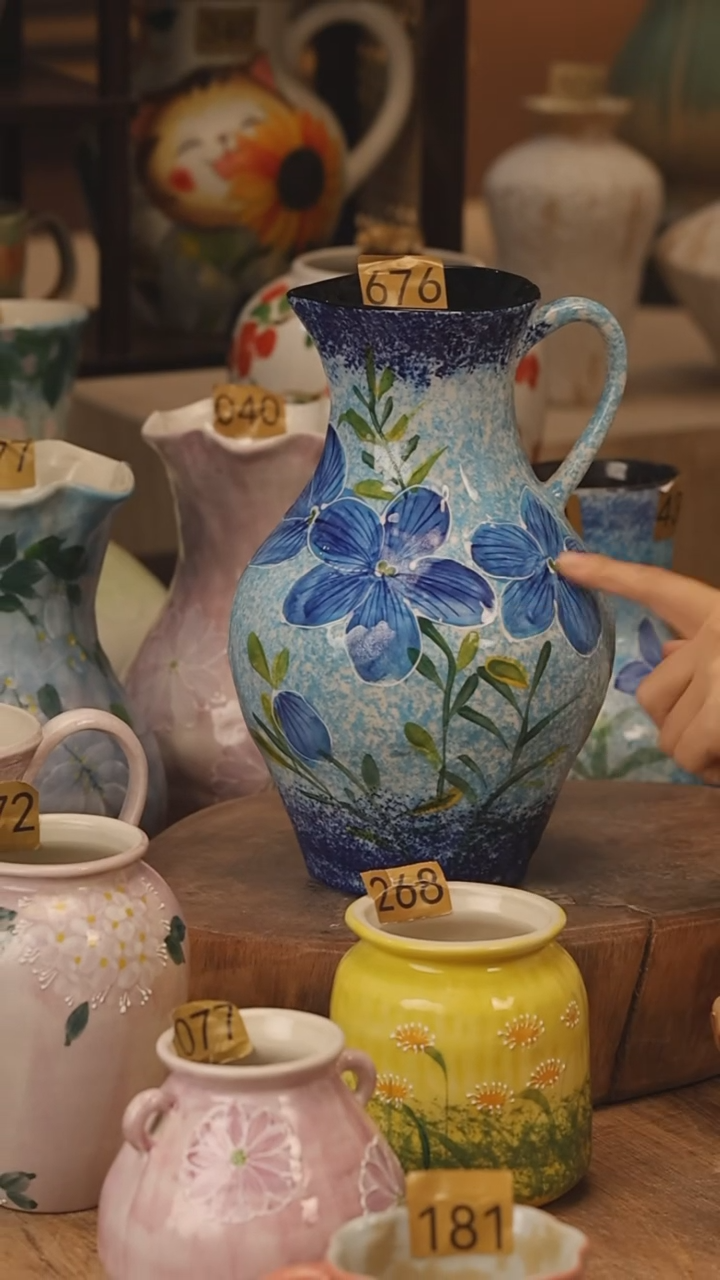 陶瓷景德镇设计师手作花器摆件侘寂风@M676@