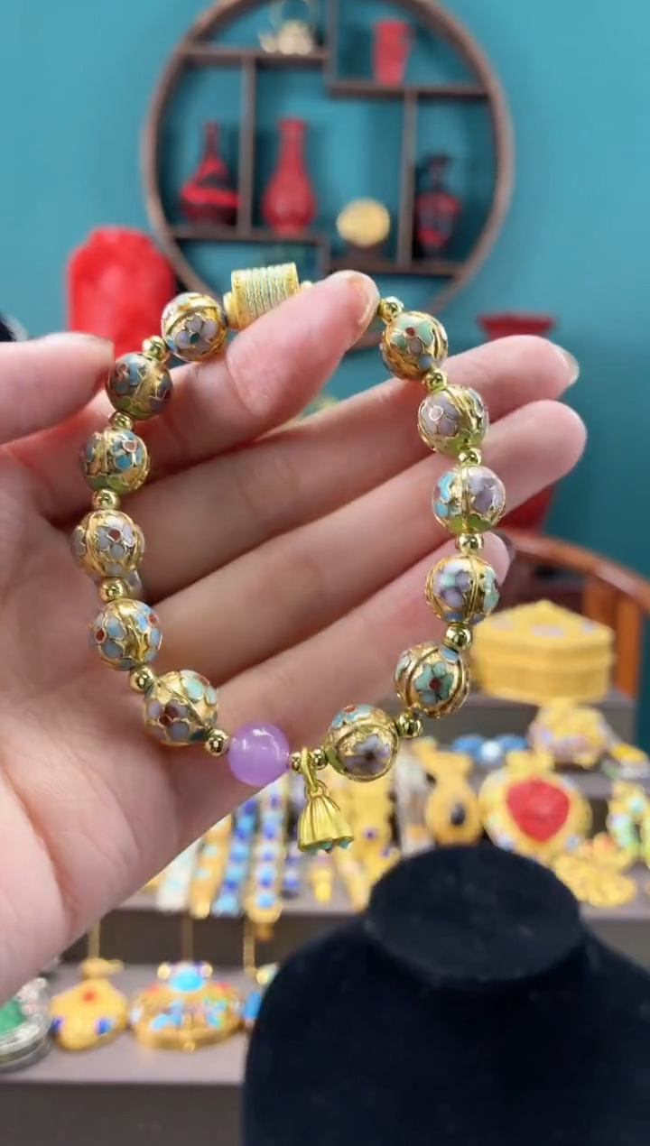 景泰蓝金地瓜楞手串1.0