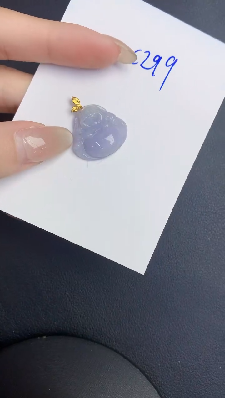 翡翠18K金镶嵌颈饰缅甸天然翡翠A货