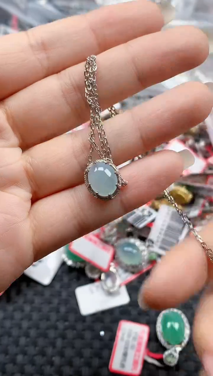 银S925镶嵌戒指翡翠天然A货缅甸翡翠