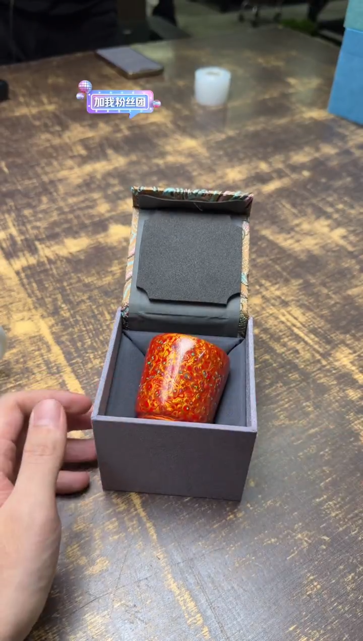 小*大漆多层建盏（红金）直筒杯