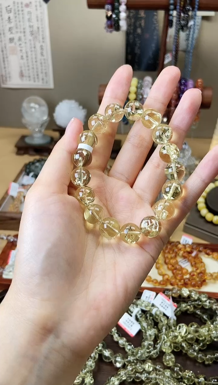 【闪购商品】水晶手链未镶嵌利姆利亚黄水晶12mm
