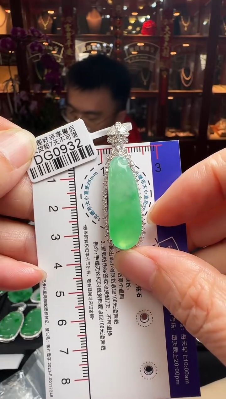 【闪购商品】翡翠颈饰18K金镶嵌DG0932冰绿福瓜