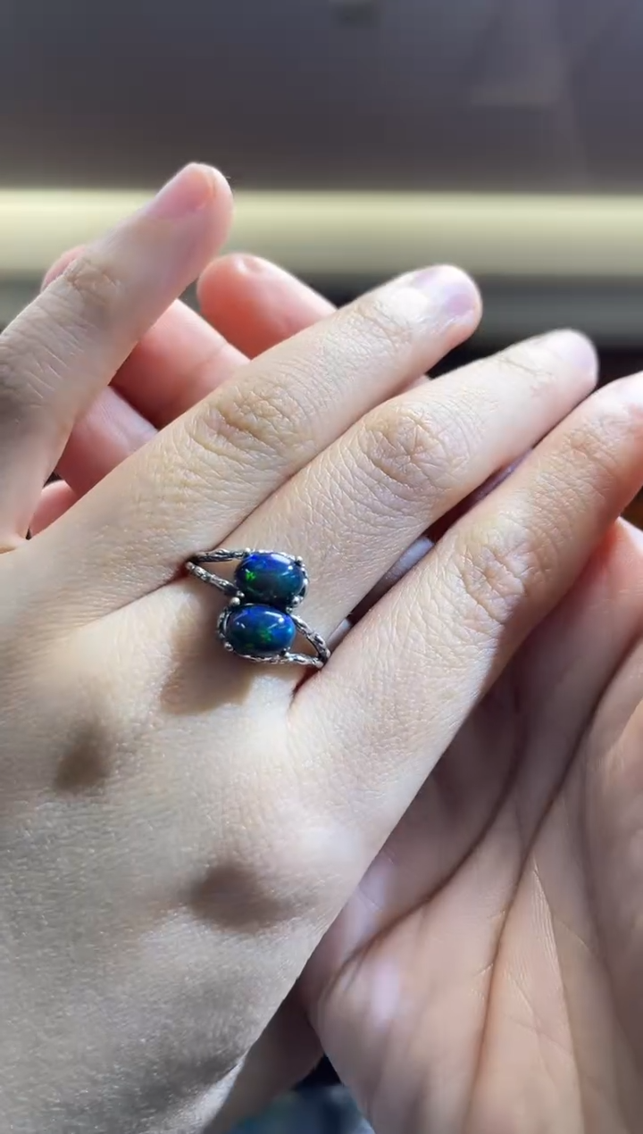 银S925镶嵌欧泊戒指（多样性发一件）