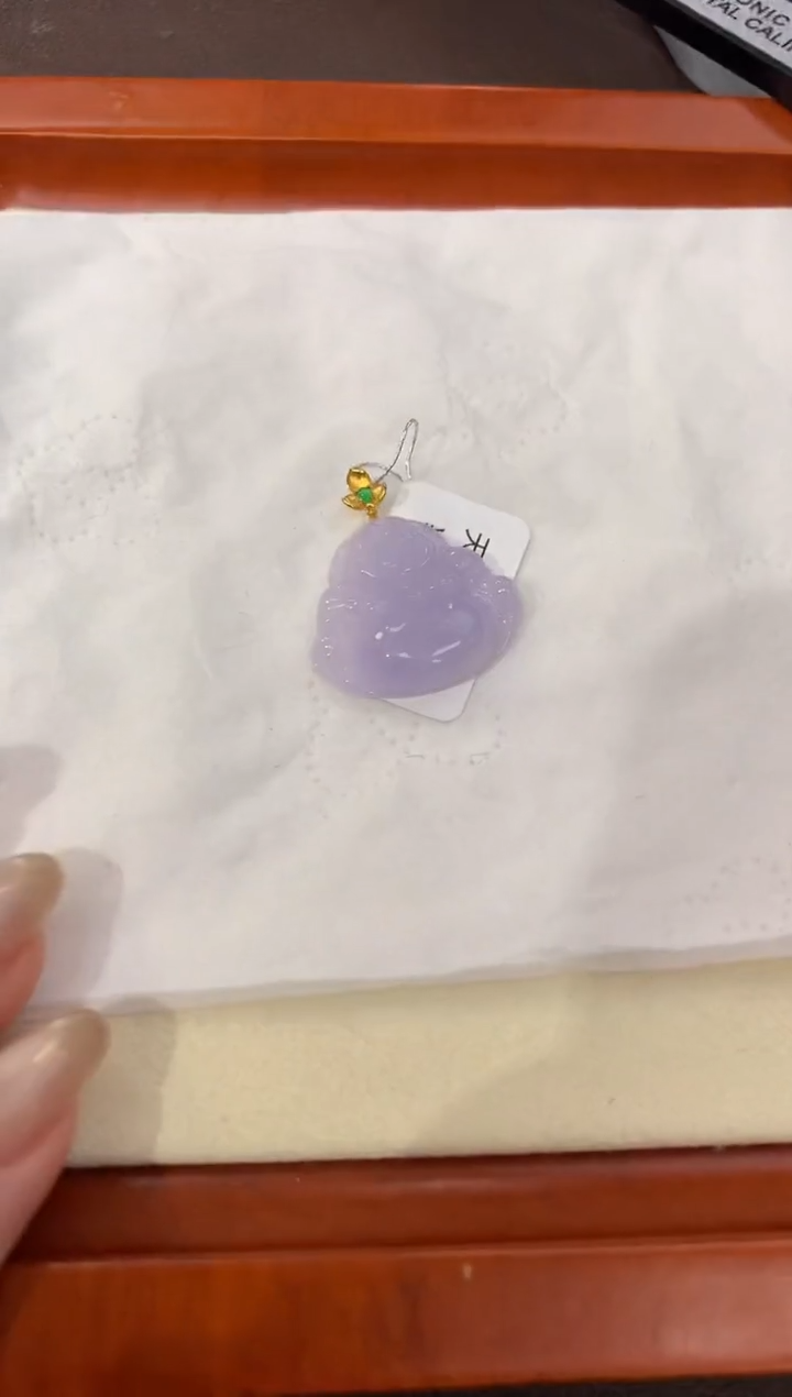 【闪购商品】翡翠颈饰18K金镶嵌天然缅甸a货翡翠
