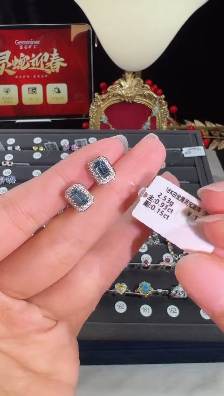 【闪购商品】海蓝宝石耳坠18K金镶嵌BE4383#-W#123
