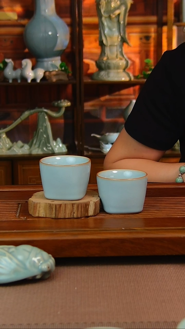 汝瓷茶具原矿汝瓷福利单杯一对，全品