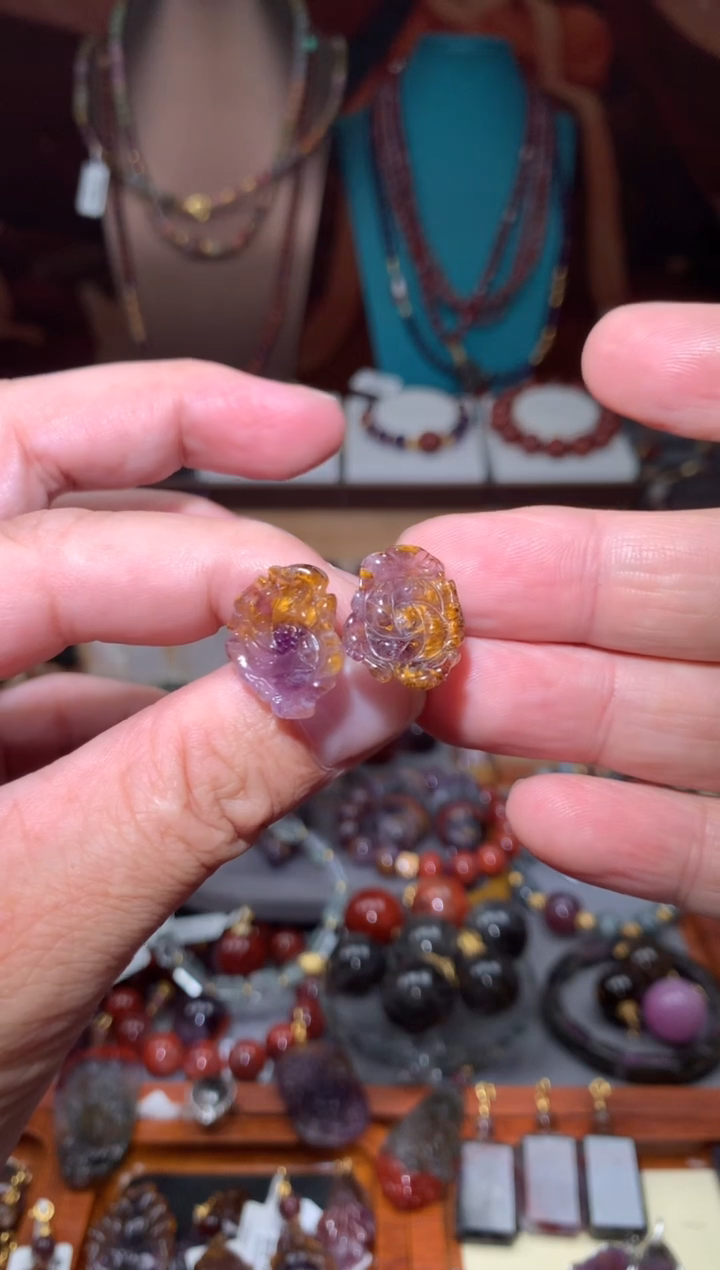 未镶嵌珠宝半成品水晶极光紫钛耳钉