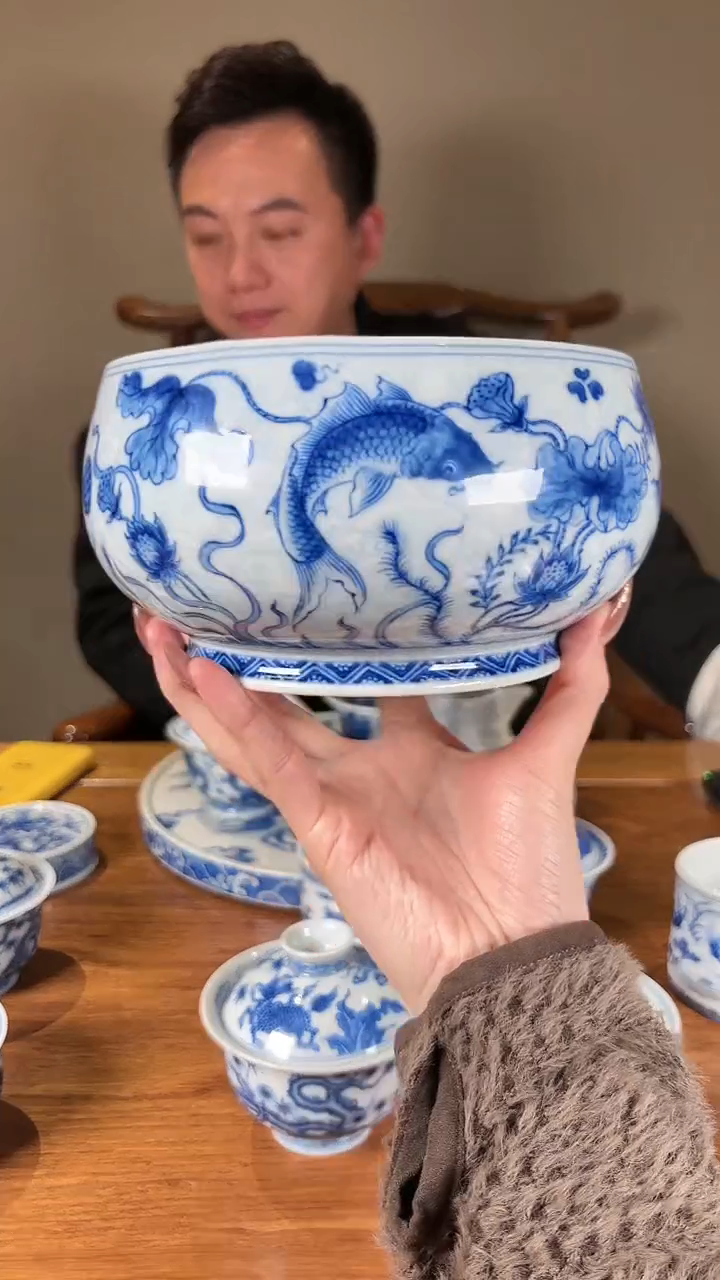 【闪购商品】杯望月怀古青花鱼藻