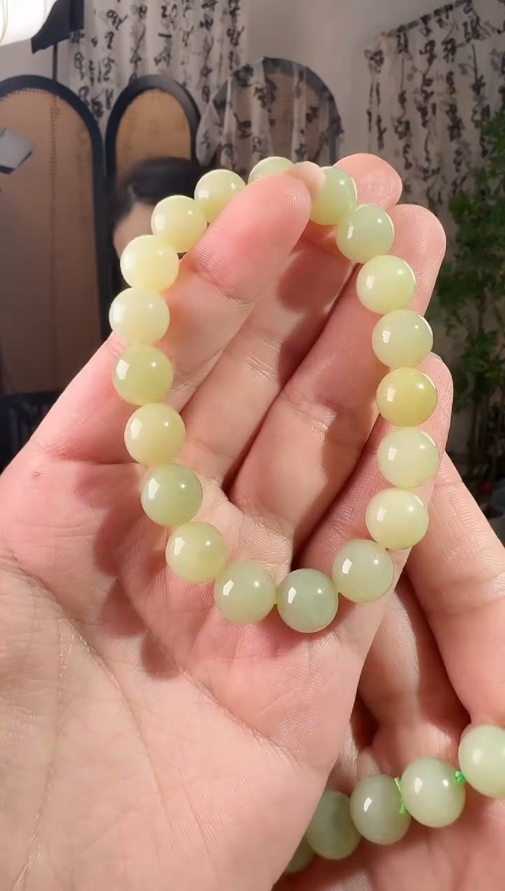 未镶嵌手串和田玉青黄口手串 10mm