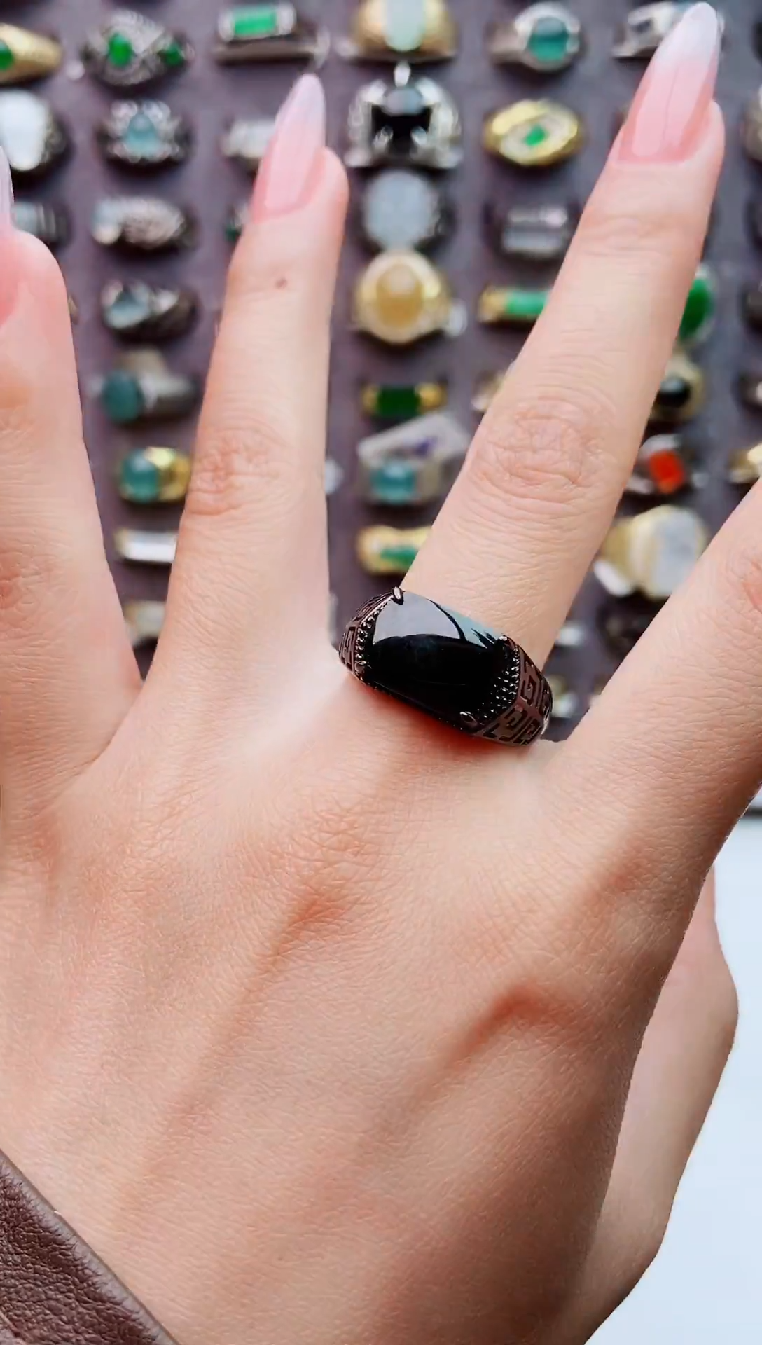 银S925镶嵌戒指翡翠天然翡翠男戒