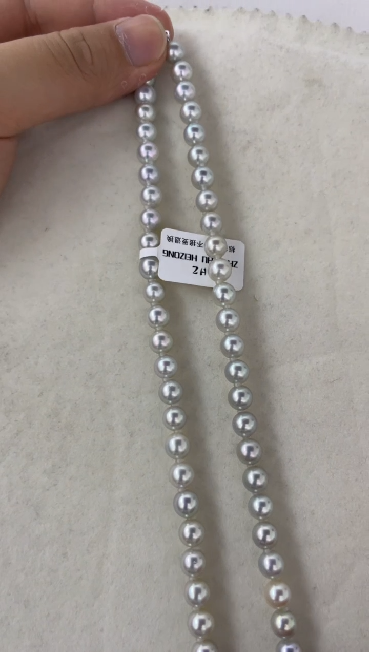 海水珍珠银S925镶嵌颈饰7-8