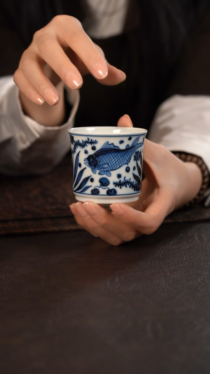 【闪购商品】杯微瑕赏君鱼藻马蹄杯