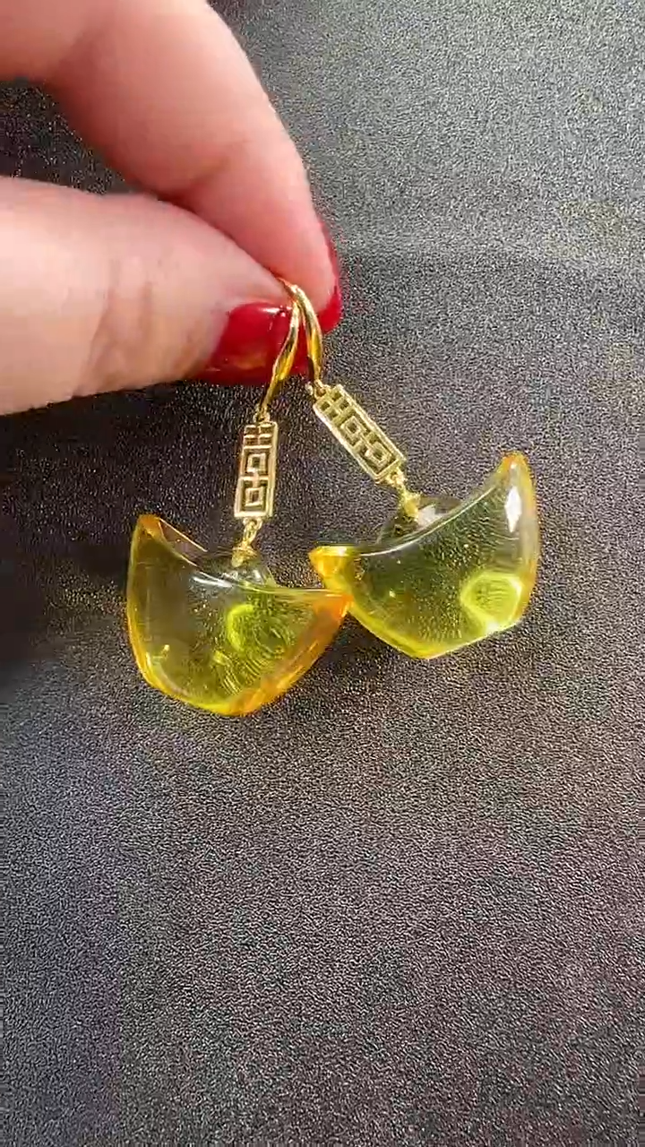【闪购商品】琥珀耳饰未镶嵌耳环