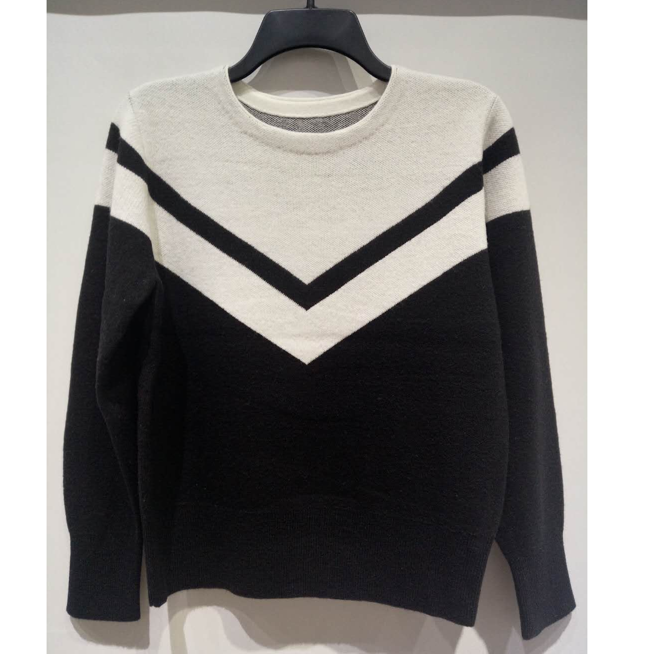 【南油玲姐】黑白拼色长袖毛针织衫11-20