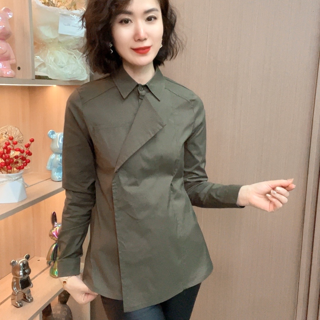 纯色薄款街头风长袖成人复古衬衫网红百搭时尚女士中长款外套