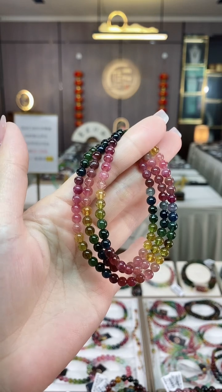 【闪购商品】碧玺三圈手串5mm+未镶嵌（多样性发一条）hon